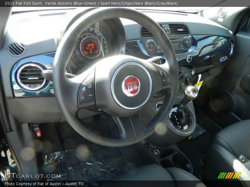 Verde Azzurro (Blue-Green) / Sport Nero/Grigio/Nero (Black/Gray/Black) 2013 Fiat 500 Sport