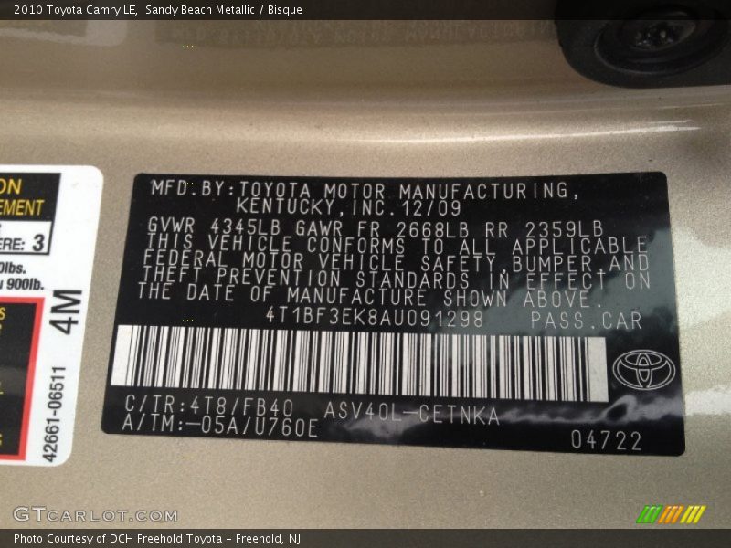 Sandy Beach Metallic / Bisque 2010 Toyota Camry LE