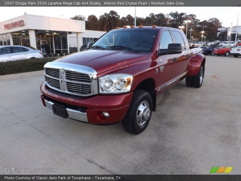 Inferno Red Crystal Pearl / Medium Slate Gray 2007 Dodge Ram 3500 Laramie Mega Cab 4x4 Dually