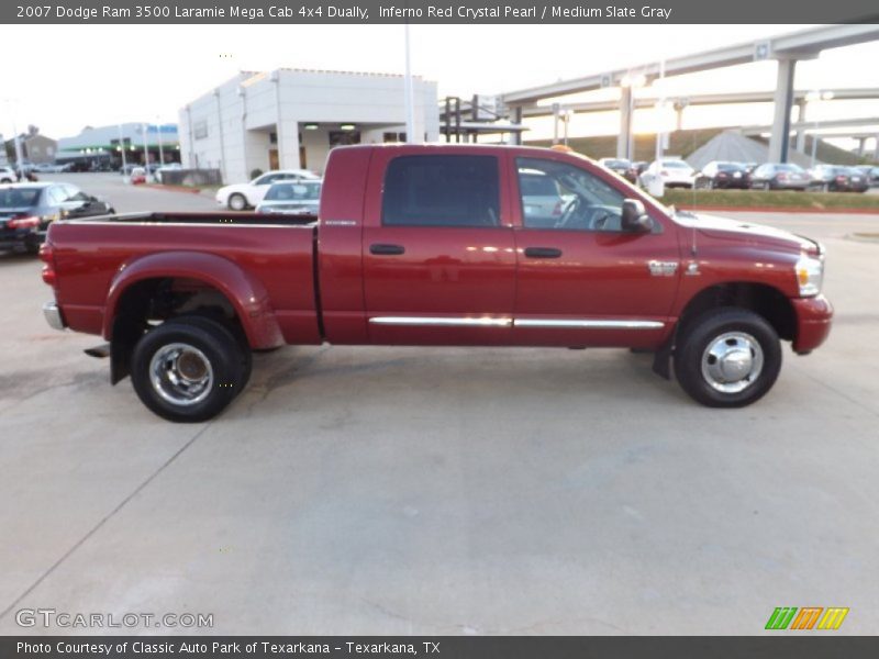 Inferno Red Crystal Pearl / Medium Slate Gray 2007 Dodge Ram 3500 Laramie Mega Cab 4x4 Dually