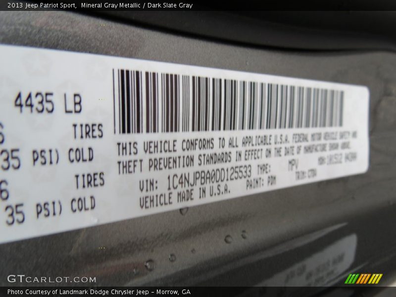 Mineral Gray Metallic / Dark Slate Gray 2013 Jeep Patriot Sport