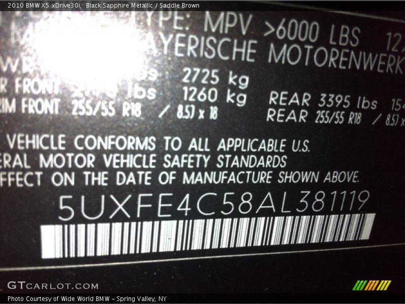 Black Sapphire Metallic / Saddle Brown 2010 BMW X5 xDrive30i