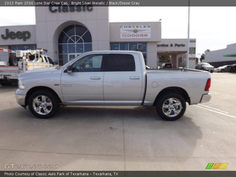 Bright Silver Metallic / Black/Diesel Gray 2013 Ram 1500 Lone Star Crew Cab