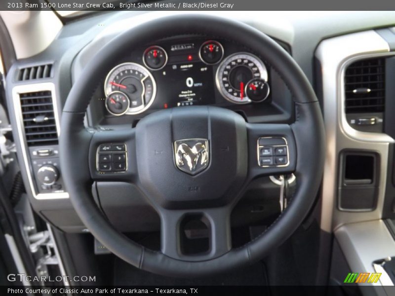 Bright Silver Metallic / Black/Diesel Gray 2013 Ram 1500 Lone Star Crew Cab