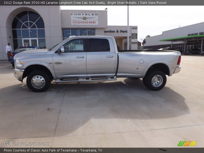 Bright Silver Metallic / Dark Slate/Russet 2012 Dodge Ram 3500 HD Laramie Longhorn Crew Cab 4x4 Dually