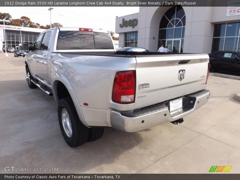 Bright Silver Metallic / Dark Slate/Russet 2012 Dodge Ram 3500 HD Laramie Longhorn Crew Cab 4x4 Dually