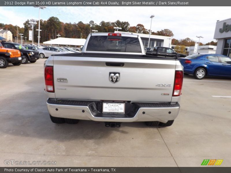 Bright Silver Metallic / Dark Slate/Russet 2012 Dodge Ram 3500 HD Laramie Longhorn Crew Cab 4x4 Dually