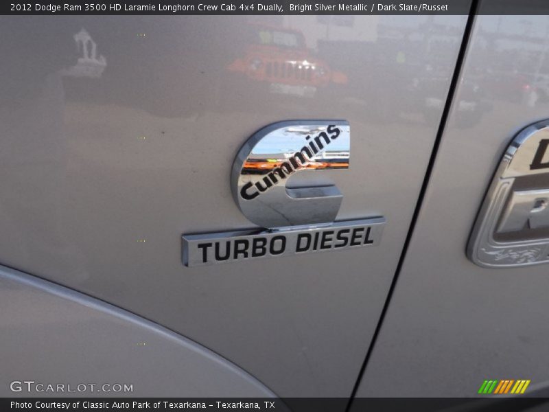 Bright Silver Metallic / Dark Slate/Russet 2012 Dodge Ram 3500 HD Laramie Longhorn Crew Cab 4x4 Dually