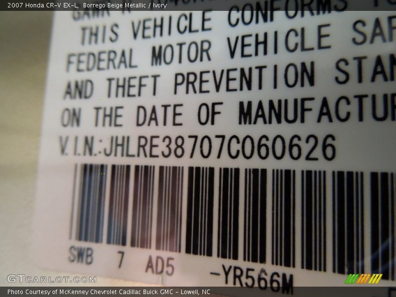 Borrego Beige Metallic / Ivory 2007 Honda CR-V EX-L