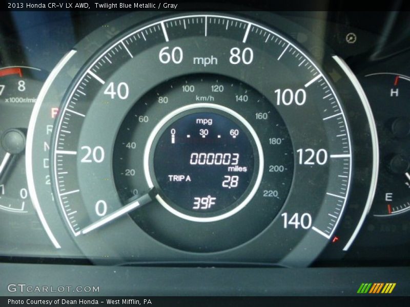 Twilight Blue Metallic / Gray 2013 Honda CR-V LX AWD