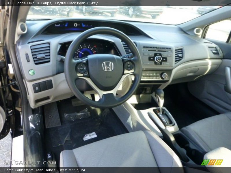Crystal Black Pearl / Gray 2012 Honda Civic LX Coupe