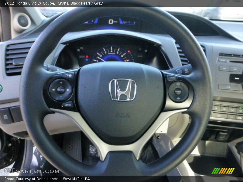 Crystal Black Pearl / Gray 2012 Honda Civic LX Coupe