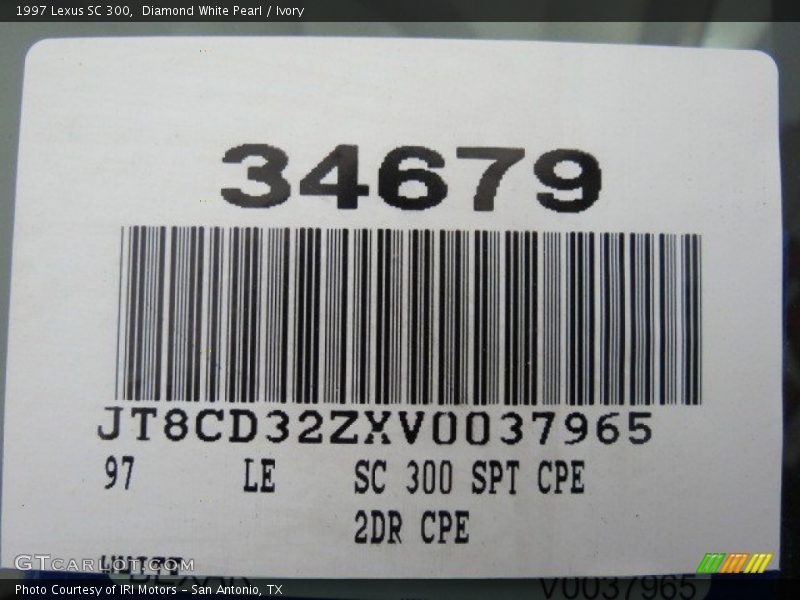 Diamond White Pearl / Ivory 1997 Lexus SC 300
