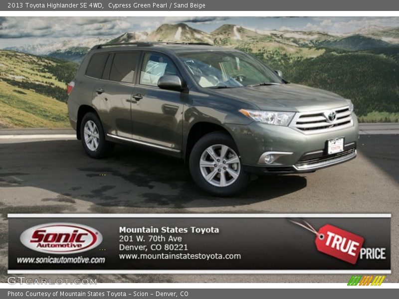Cypress Green Pearl / Sand Beige 2013 Toyota Highlander SE 4WD