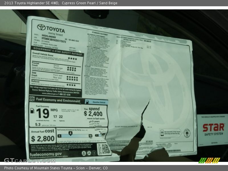 Cypress Green Pearl / Sand Beige 2013 Toyota Highlander SE 4WD