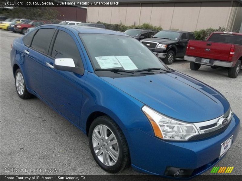 Blue Flame Metallic / Charcoal Black 2011 Ford Focus SEL Sedan
