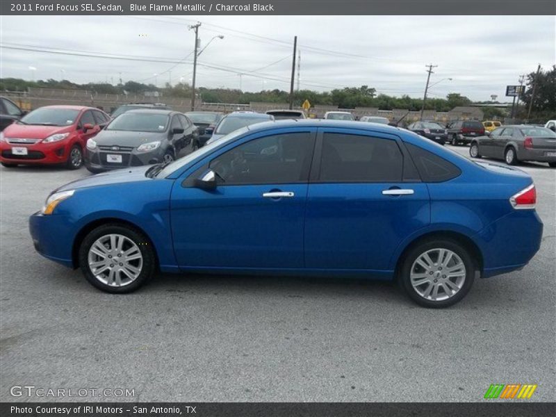 Blue Flame Metallic / Charcoal Black 2011 Ford Focus SEL Sedan