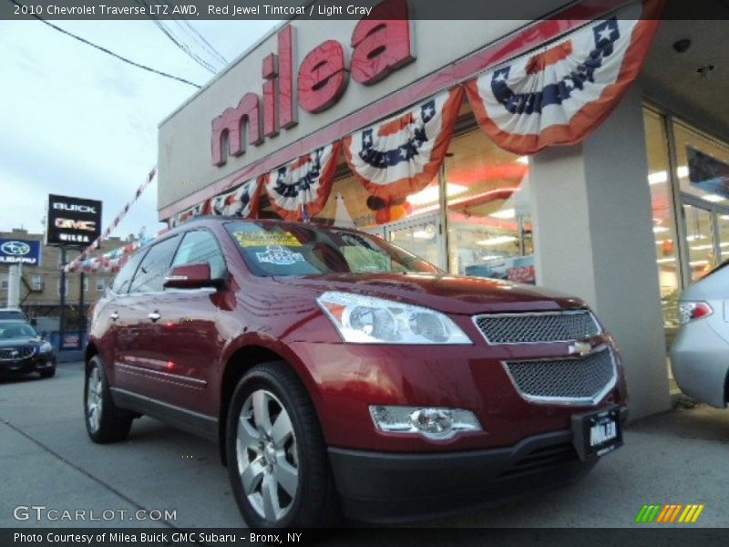 Red Jewel Tintcoat / Light Gray 2010 Chevrolet Traverse LTZ AWD