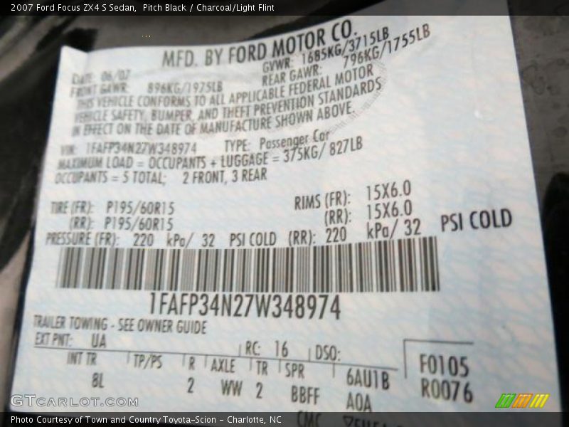 Pitch Black / Charcoal/Light Flint 2007 Ford Focus ZX4 S Sedan