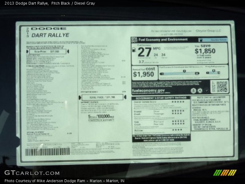 Pitch Black / Diesel Gray 2013 Dodge Dart Rallye