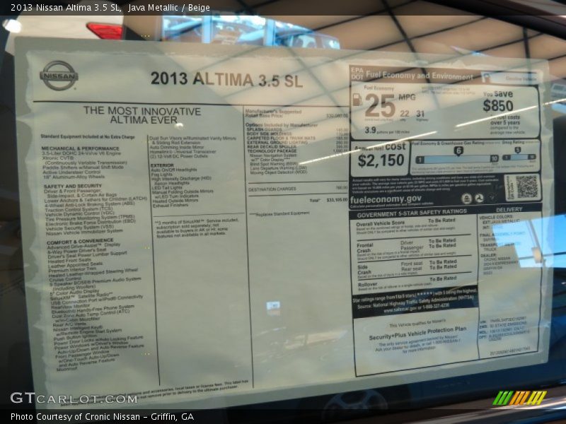 Java Metallic / Beige 2013 Nissan Altima 3.5 SL