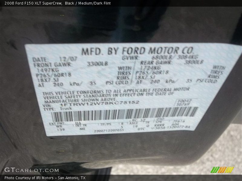 Black / Medium/Dark Flint 2008 Ford F150 XLT SuperCrew