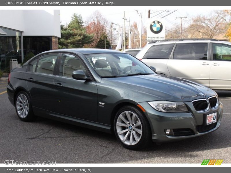 Tasman Green Metallic / Beige 2009 BMW 3 Series 328xi Sedan