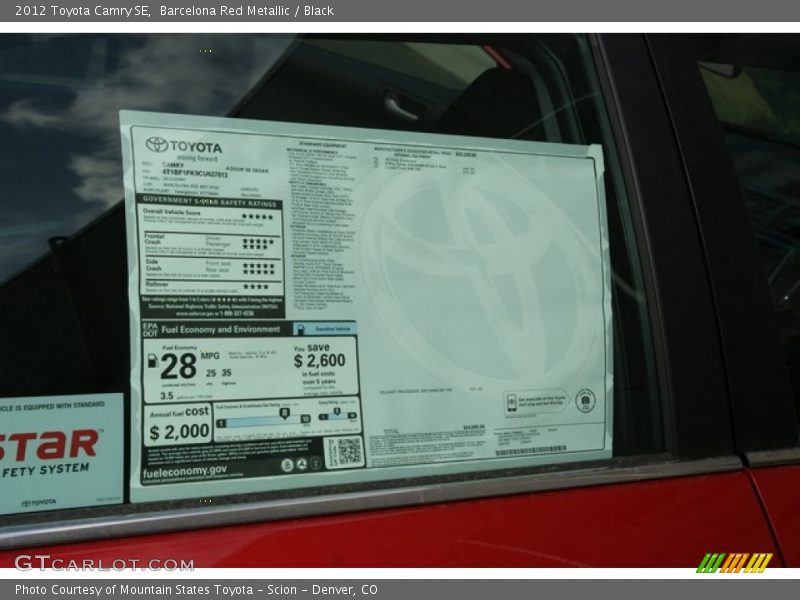 Barcelona Red Metallic / Black 2012 Toyota Camry SE