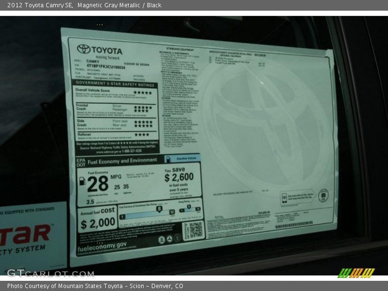 Magnetic Gray Metallic / Black 2012 Toyota Camry SE