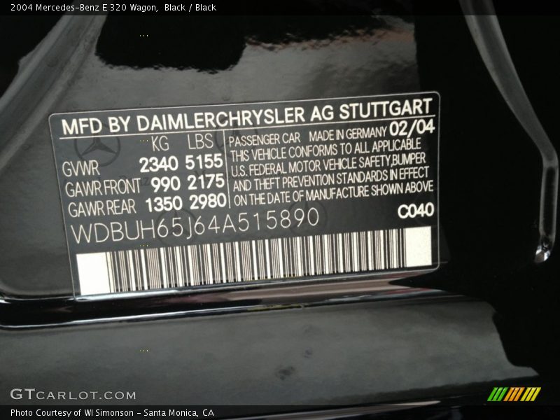 Black / Black 2004 Mercedes-Benz E 320 Wagon
