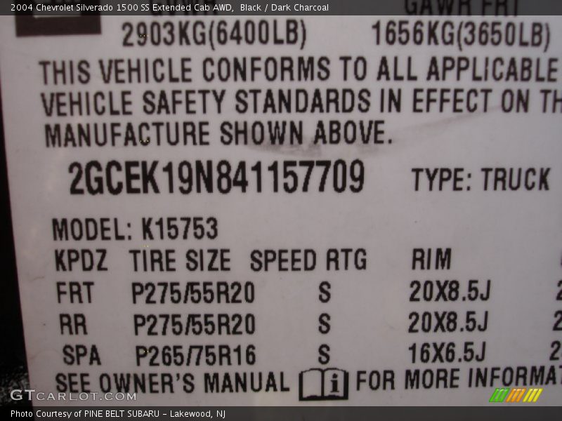 Black / Dark Charcoal 2004 Chevrolet Silverado 1500 SS Extended Cab AWD