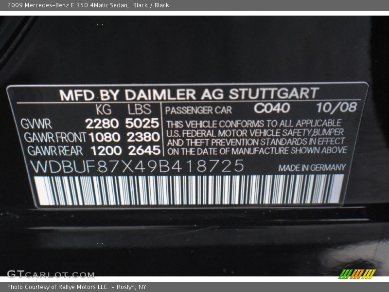 Black / Black 2009 Mercedes-Benz E 350 4Matic Sedan