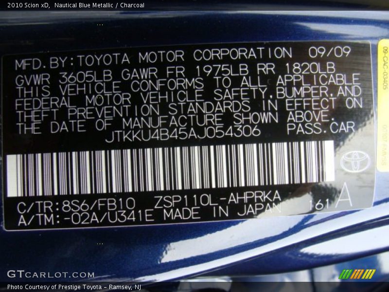 Nautical Blue Metallic / Charcoal 2010 Scion xD