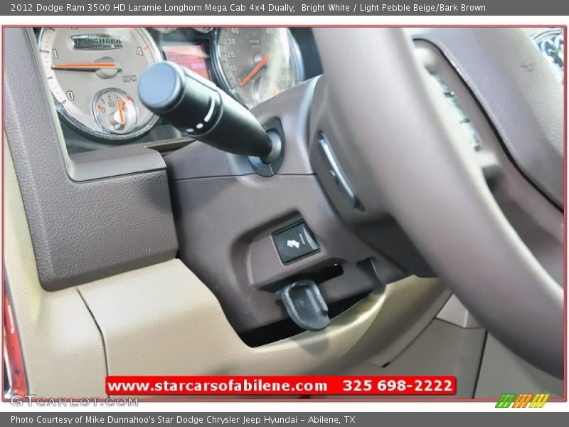 Bright White / Light Pebble Beige/Bark Brown 2012 Dodge Ram 3500 HD Laramie Longhorn Mega Cab 4x4 Dually