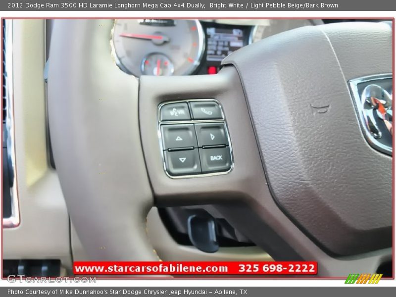 Bright White / Light Pebble Beige/Bark Brown 2012 Dodge Ram 3500 HD Laramie Longhorn Mega Cab 4x4 Dually