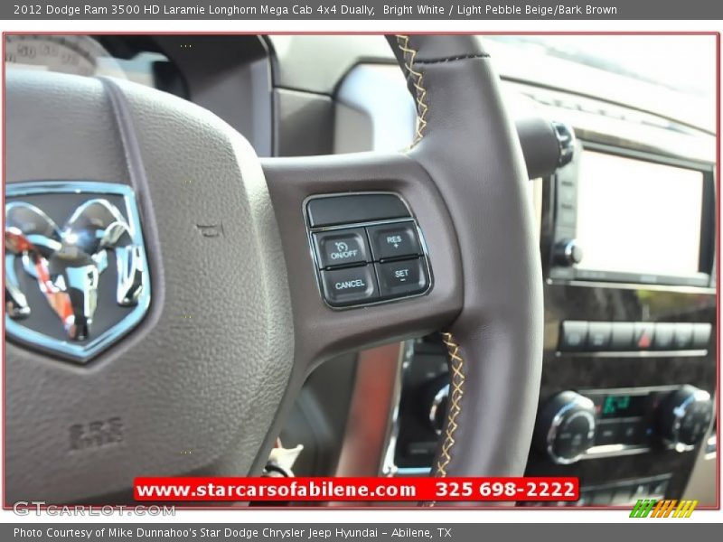 Bright White / Light Pebble Beige/Bark Brown 2012 Dodge Ram 3500 HD Laramie Longhorn Mega Cab 4x4 Dually