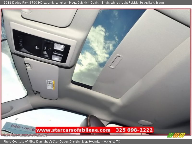 Bright White / Light Pebble Beige/Bark Brown 2012 Dodge Ram 3500 HD Laramie Longhorn Mega Cab 4x4 Dually