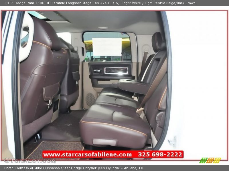 Bright White / Light Pebble Beige/Bark Brown 2012 Dodge Ram 3500 HD Laramie Longhorn Mega Cab 4x4 Dually