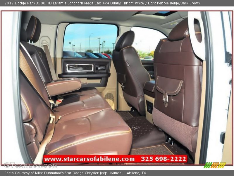 Bright White / Light Pebble Beige/Bark Brown 2012 Dodge Ram 3500 HD Laramie Longhorn Mega Cab 4x4 Dually