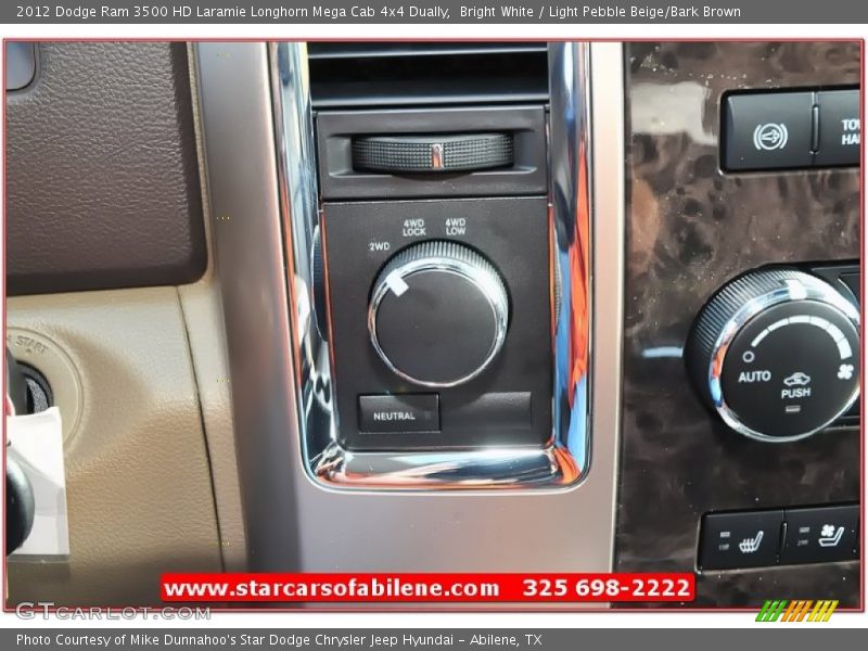 Bright White / Light Pebble Beige/Bark Brown 2012 Dodge Ram 3500 HD Laramie Longhorn Mega Cab 4x4 Dually