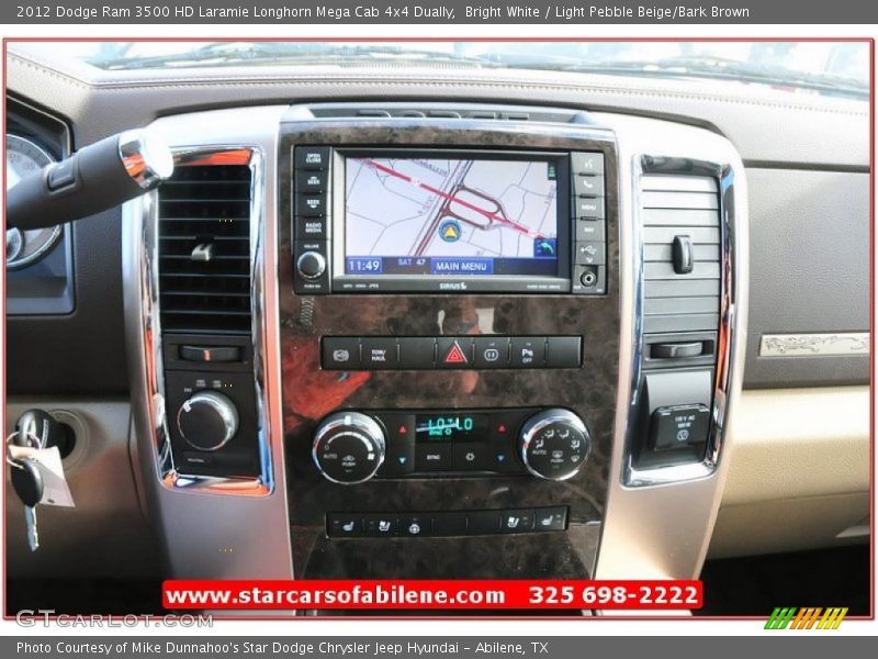 Bright White / Light Pebble Beige/Bark Brown 2012 Dodge Ram 3500 HD Laramie Longhorn Mega Cab 4x4 Dually