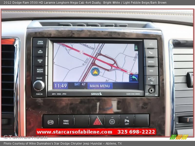 Bright White / Light Pebble Beige/Bark Brown 2012 Dodge Ram 3500 HD Laramie Longhorn Mega Cab 4x4 Dually