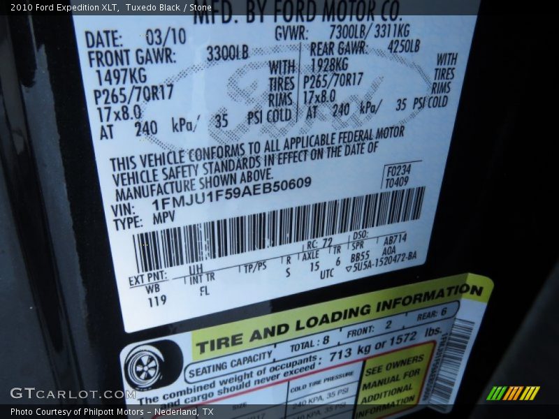 Tuxedo Black / Stone 2010 Ford Expedition XLT