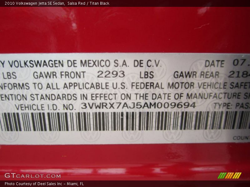 Salsa Red / Titan Black 2010 Volkswagen Jetta SE Sedan