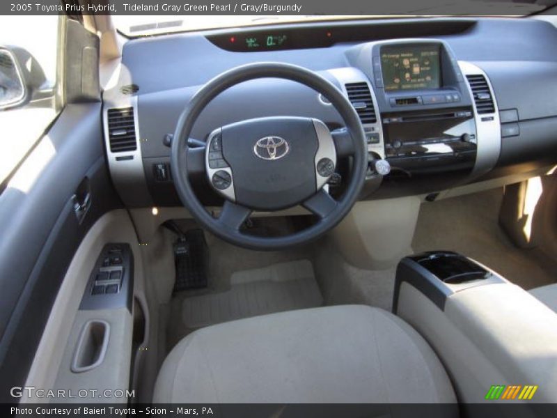Tideland Gray Green Pearl / Gray/Burgundy 2005 Toyota Prius Hybrid