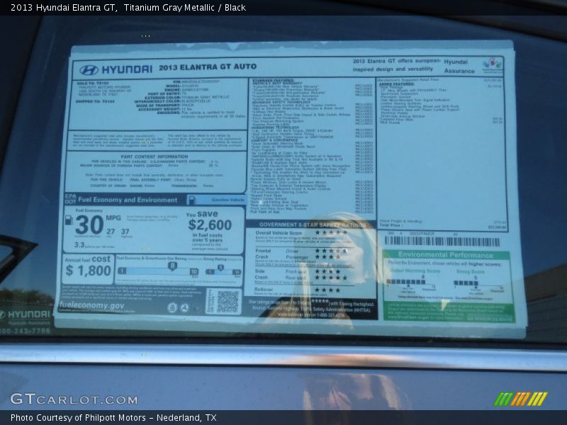  2013 Elantra GT Window Sticker