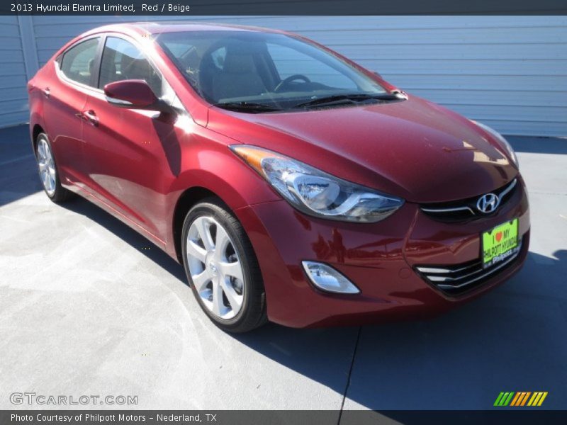 Red / Beige 2013 Hyundai Elantra Limited