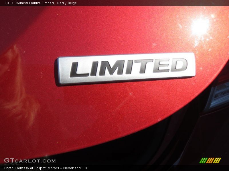Red / Beige 2013 Hyundai Elantra Limited