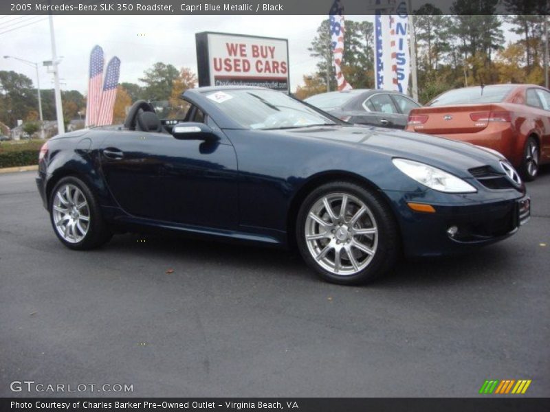 Capri Blue Metallic / Black 2005 Mercedes-Benz SLK 350 Roadster