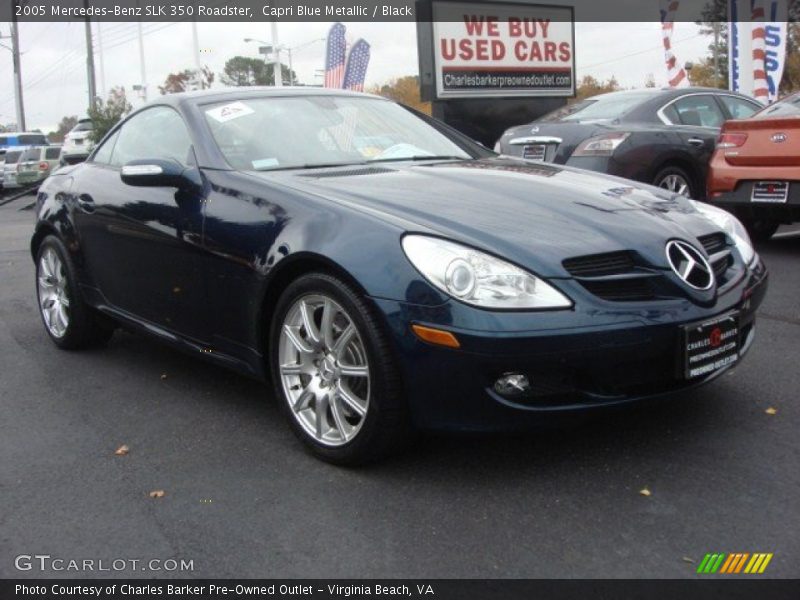 Capri Blue Metallic / Black 2005 Mercedes-Benz SLK 350 Roadster
